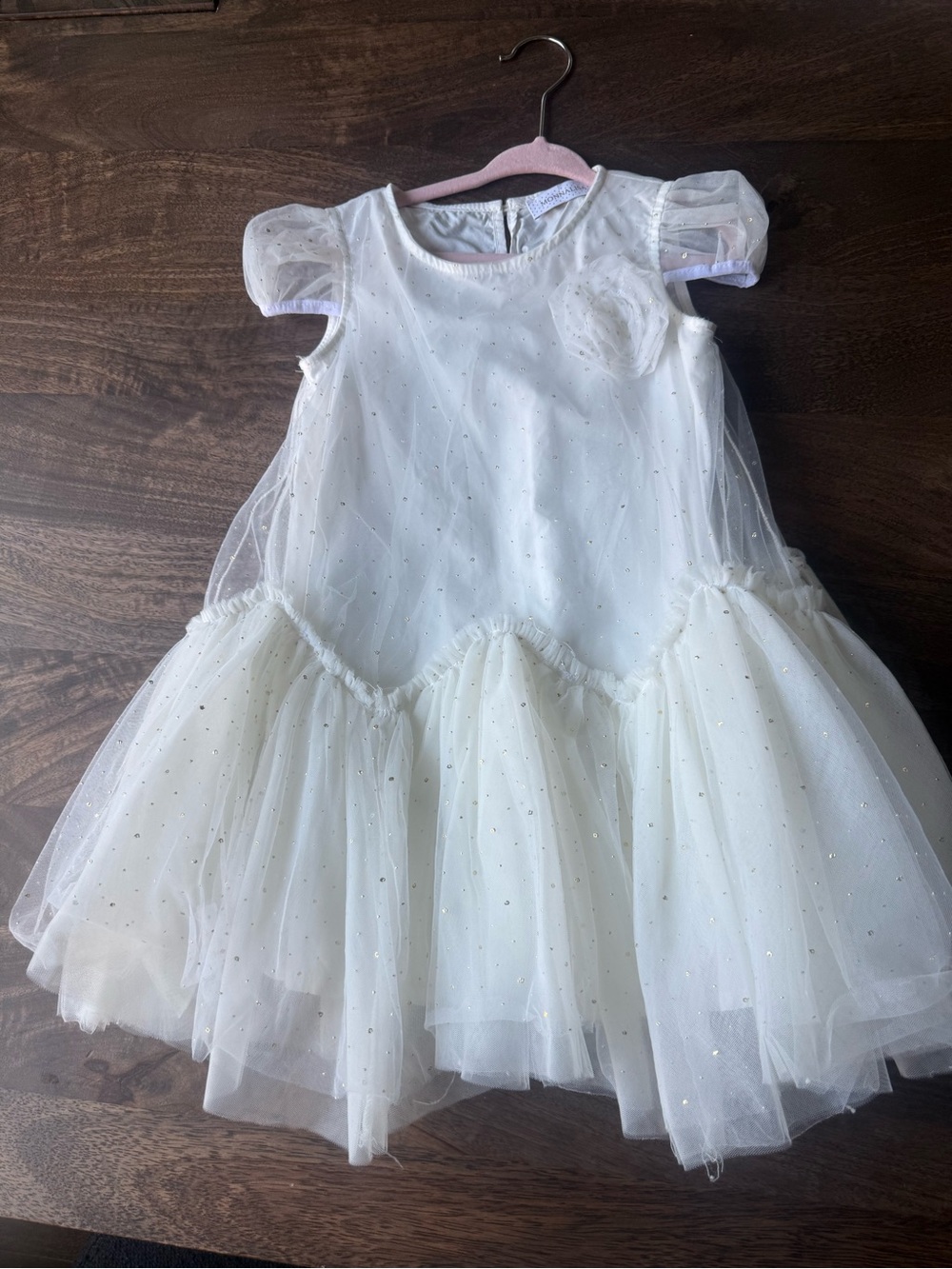 MonnaLisa Girls Ivory Tulle Party Dress (4T).